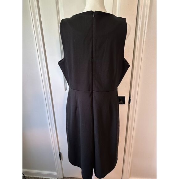 Metaphor Metallic Sleeveless Split Neck Stretch A-Line Dress Bronze Black Sz L - Picture 2 of 4